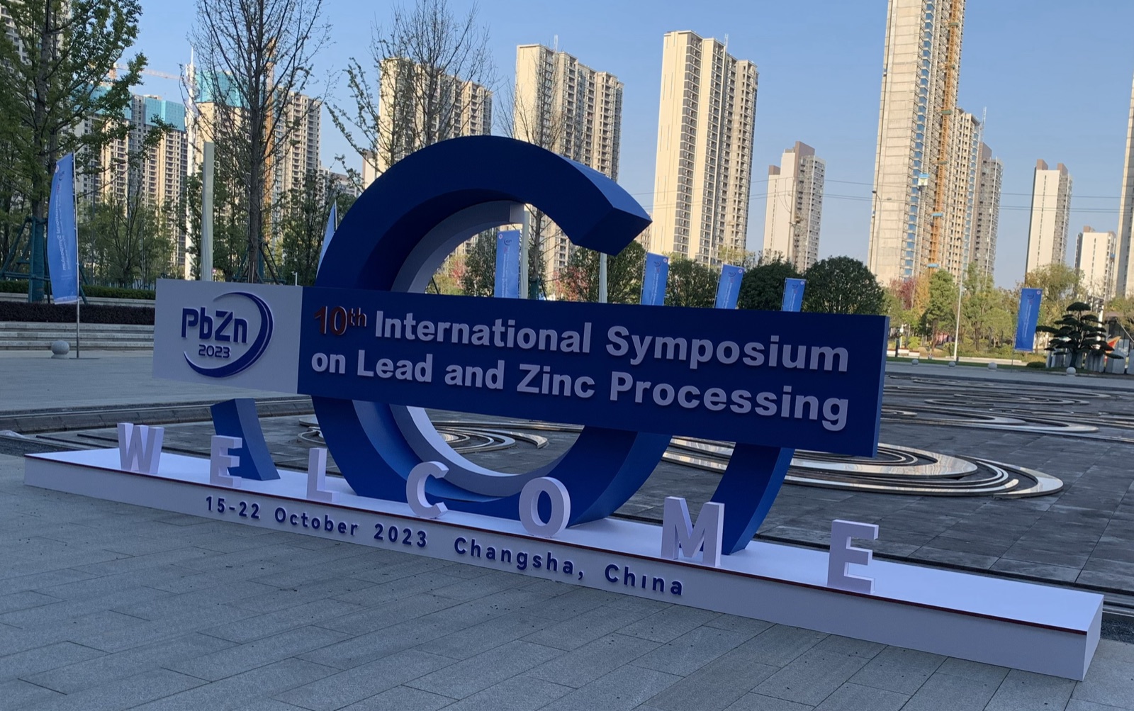 PbZn2023 welcome sign – 10th International Symposium on Lead and Zinc Processing, Changsha, China